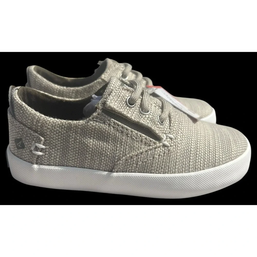Sperry Bodie JR Tan Canvas Washable Top Sider Slip On Sneaker Shoe Toddler 7M